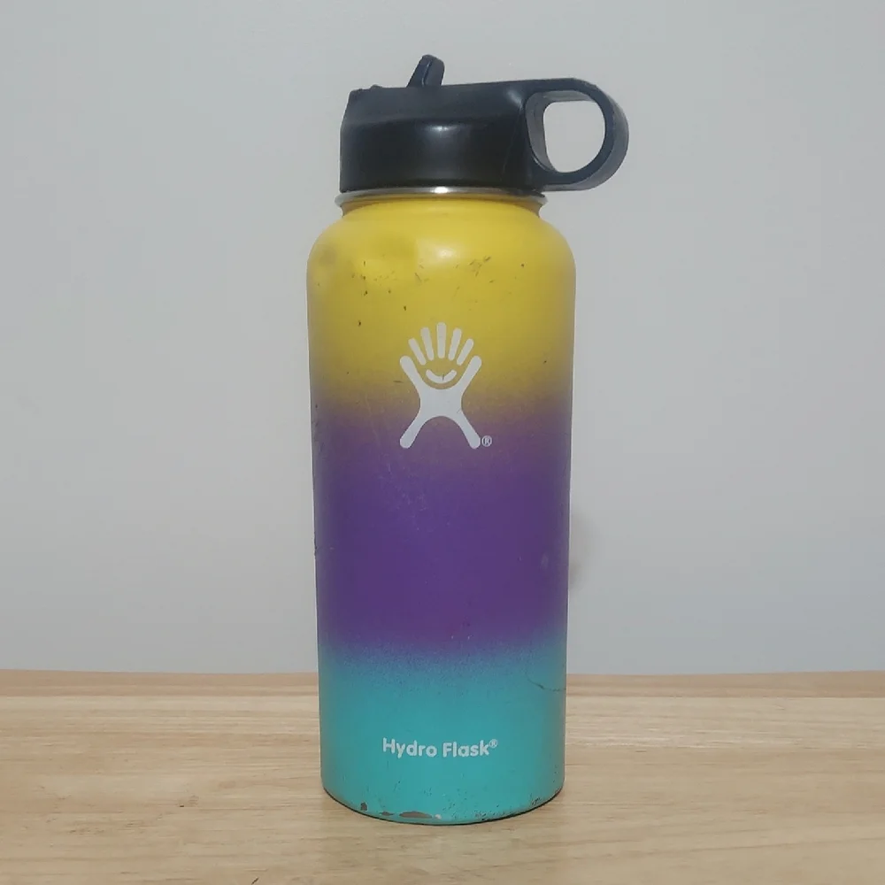 Hawaiian Rainbow Hydro Flask Yellow, Purple, and Teal Ombre Bottle - 32 Ounce